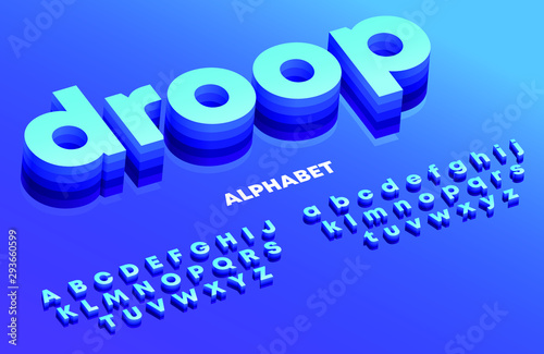Isometric font, 3D effect.font design, alphabet letters  vector illustration