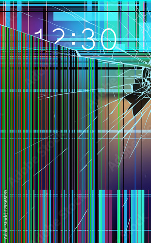 Broken phone display with glith effect