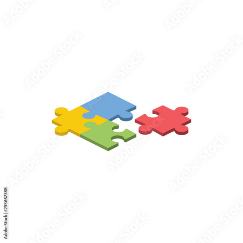 Puzzles vector 3d isometric, color web icons set, new flat style. Creative illustration design, idea for infographics.