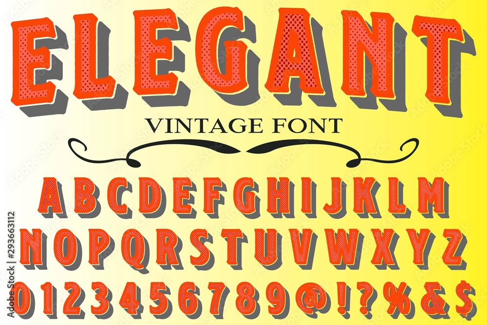 3d abc font handcrafted typeface vector vintage named vintage elegant