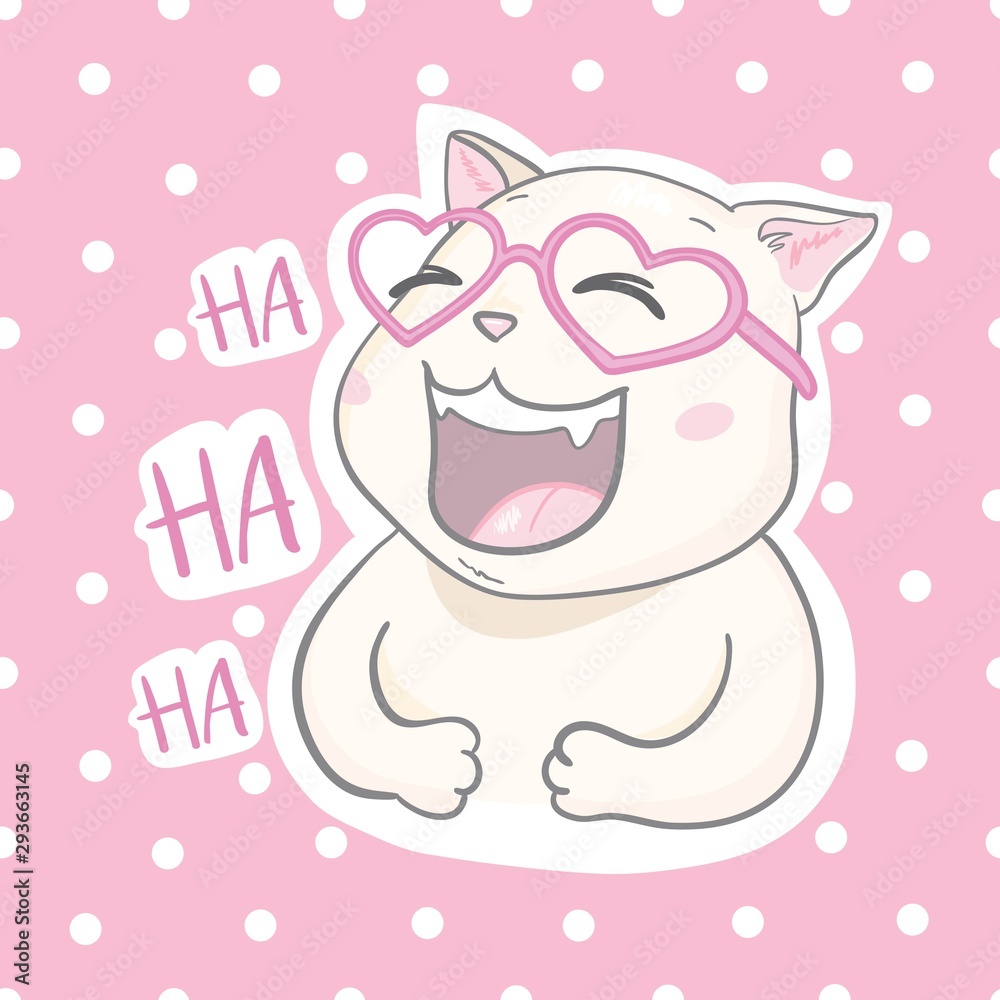 Cute ginger Cat: laughing hard, kidding, joking, happy emotion. Set of kitty, kitten character in vector hand drawn style, doodle cartoon illustrations. As logo, mascot, sticker, emoji, emoticon Cute ginger Cat: laughing hard, kidding, joking, happy emotion. Set of kitty, kitten character in vector hand drawn style, doodle cartoon illustrations. As logo, mascot, sticker, emoji, emoticon