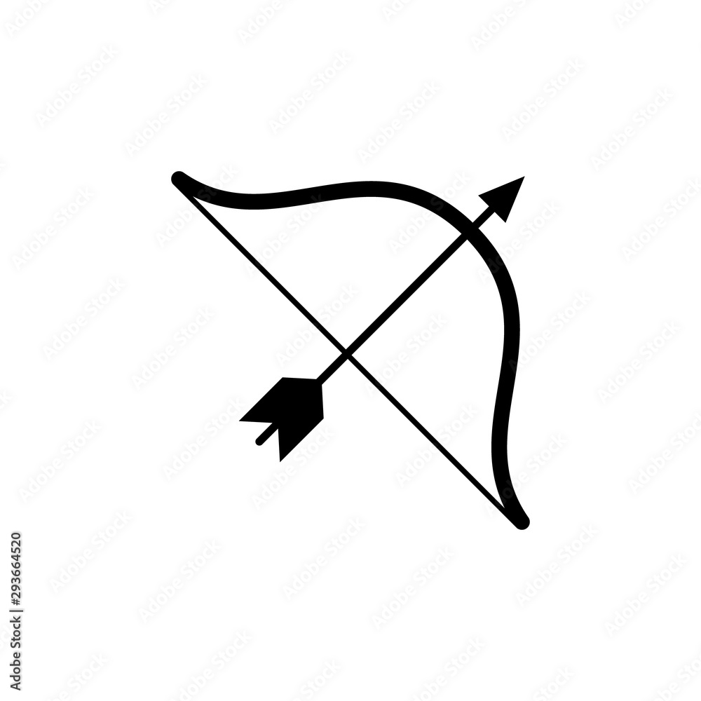 Archery symbol. Bow and arrow icon. Sports, recreation sign for mobile