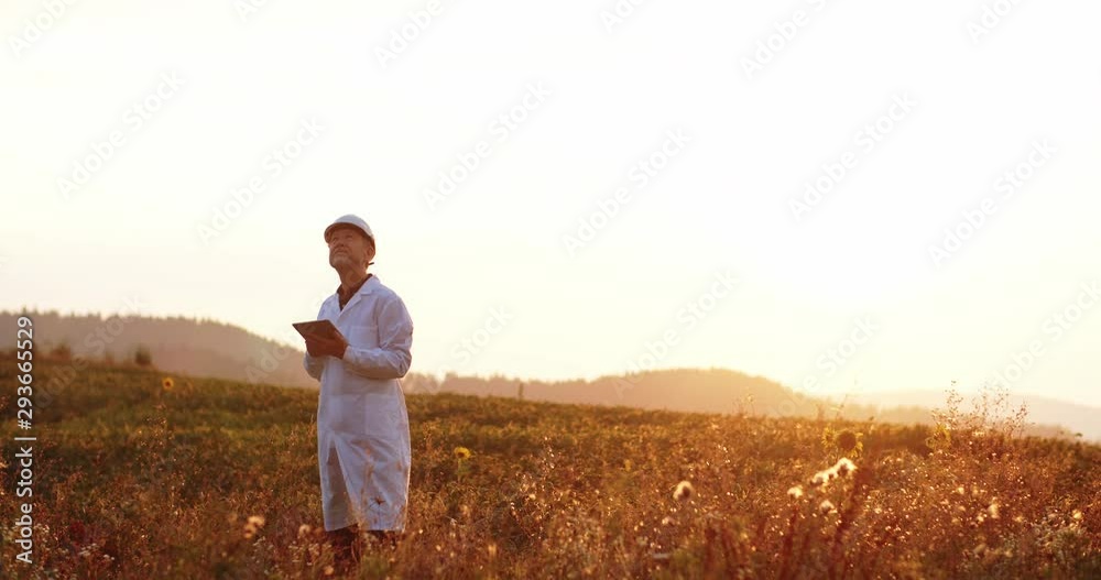 Technology specialist in working uniform browsing digital app on tablet checking system performance of modern alternative wind turbines. Ecology concept. Technology specialist in working uniform browsing digital app on tablet checking system performance of modern alternative wind turbines. Ecology concept.