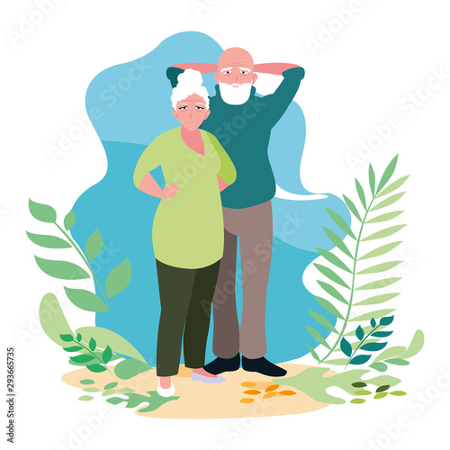 Grandmother and grandfather cartoon vector design icon