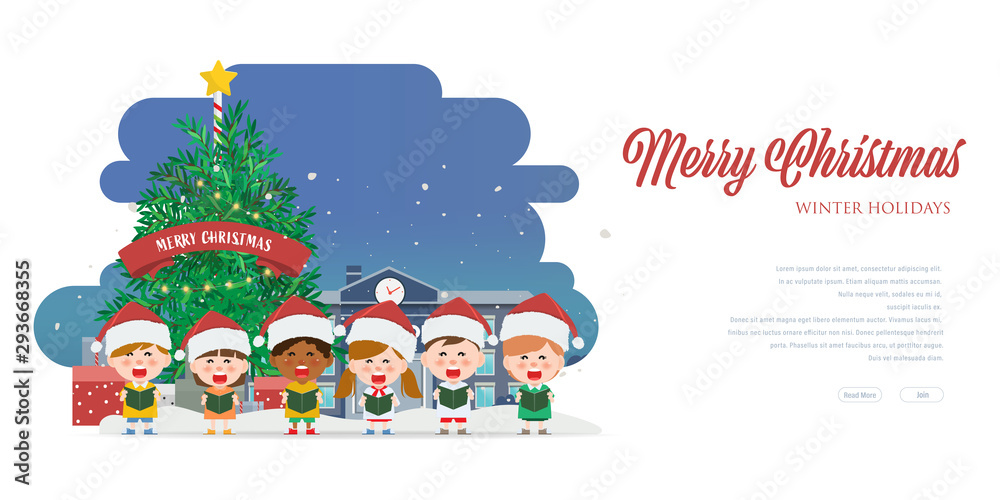 Merry christmas and happy new year singing a song web landing page template. Merry christmas and happy new year singing a song web landing page template.