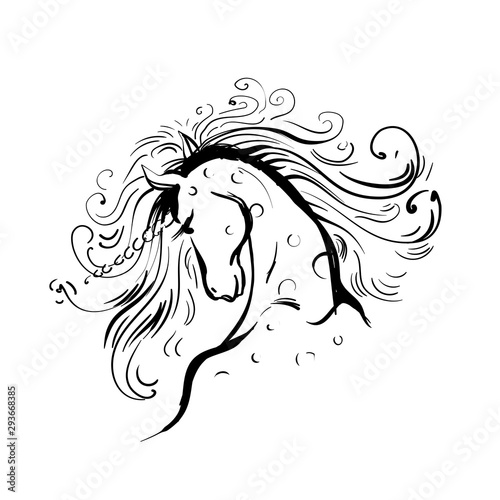 Hand drawing Unicorn for adult anti stress coloring pages  artistic fairy tale magic animal  vector tattoo. Fashion print.