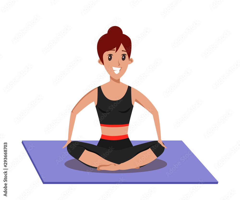 Meditating woman flat vector illustration Meditating woman flat vector illustration