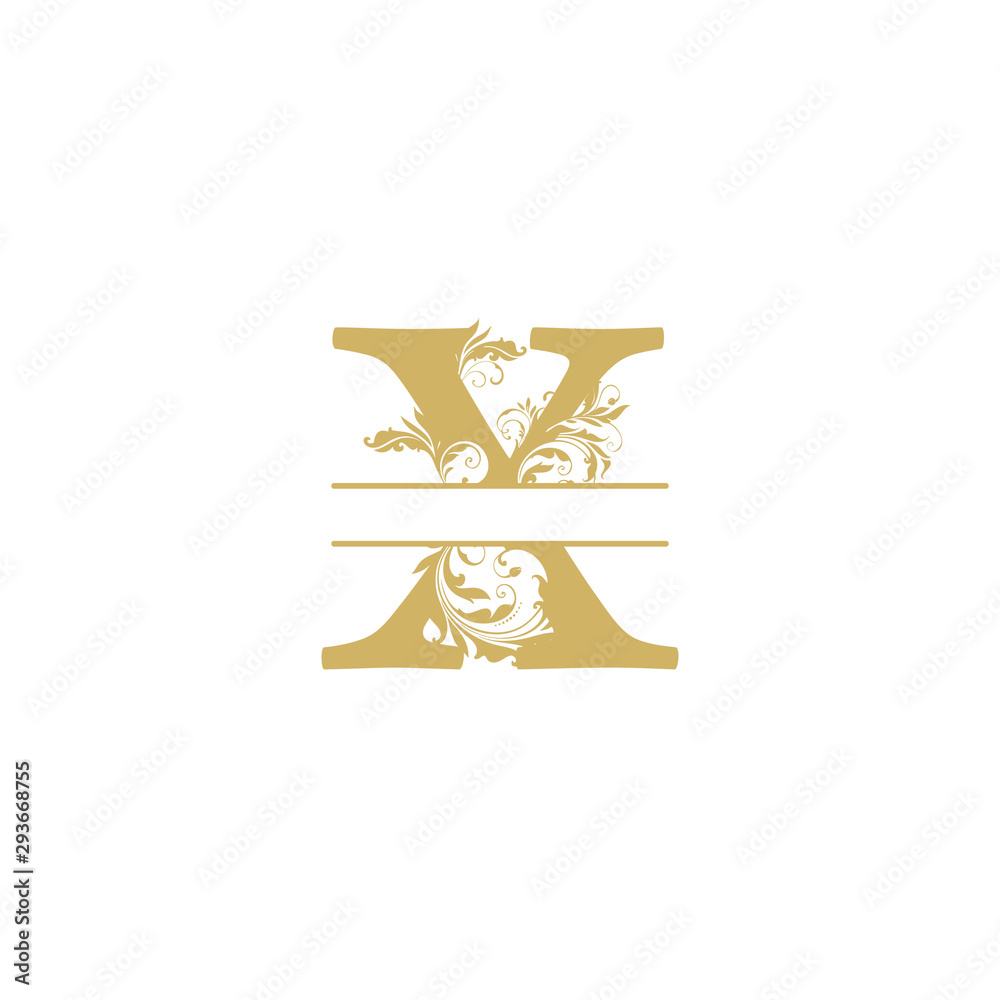 vector Initial x letter luxury beauty flourishes ornament monogram wedding icon logo vintage