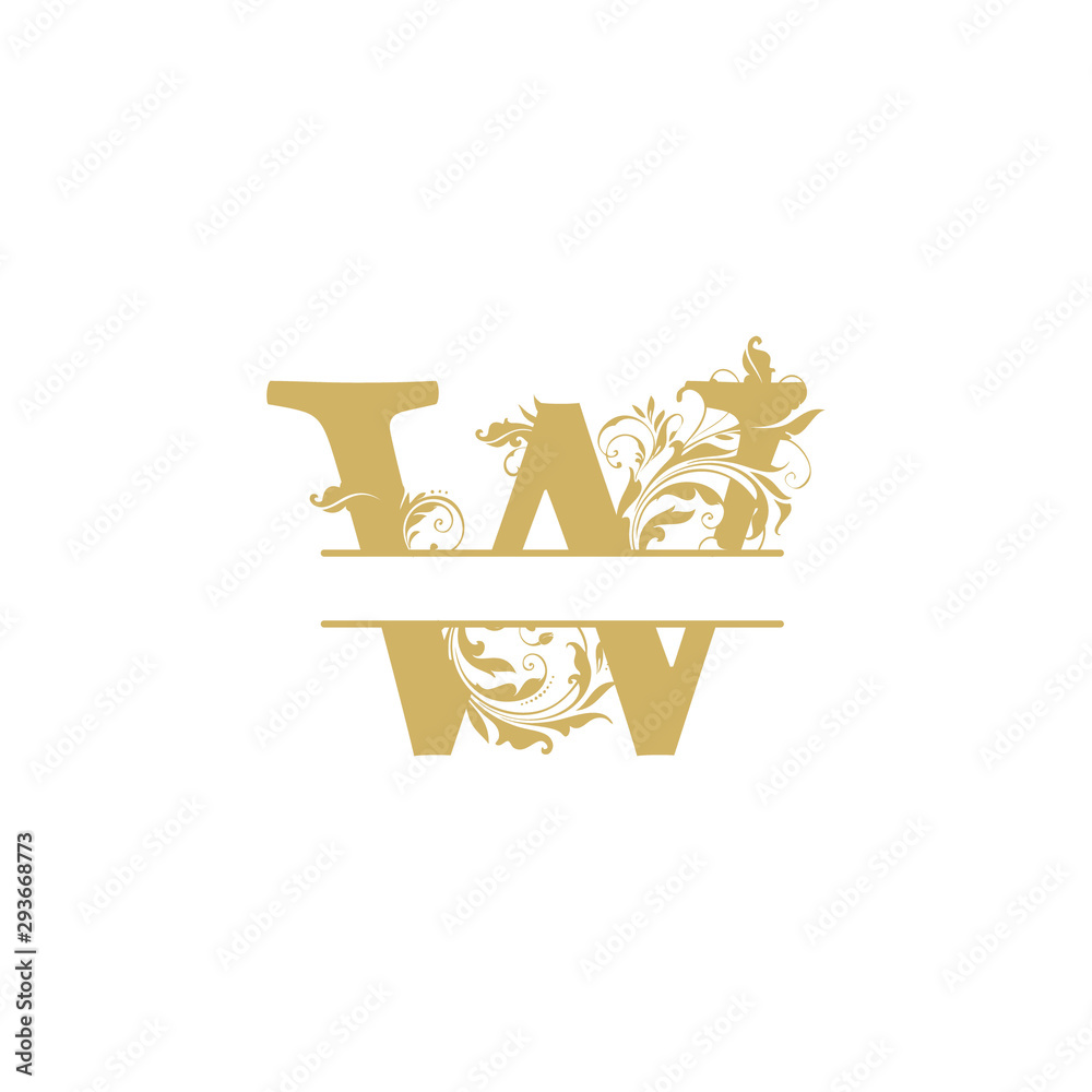 vector Initial w letter luxury beauty flourishes ornament monogram wedding icon logo vintage