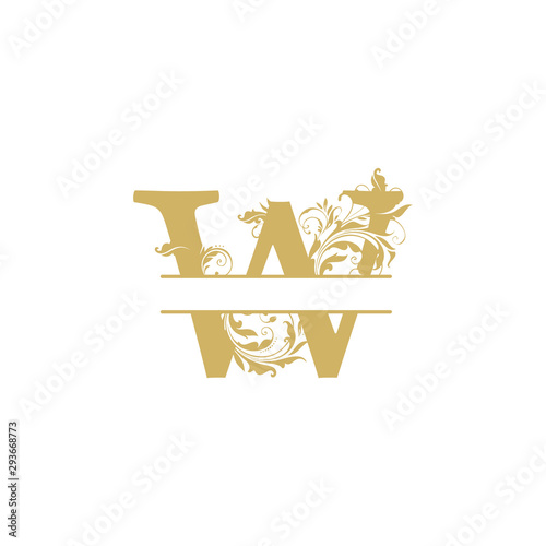 vector Initial w letter luxury beauty flourishes ornament monogram wedding icon logo vintage