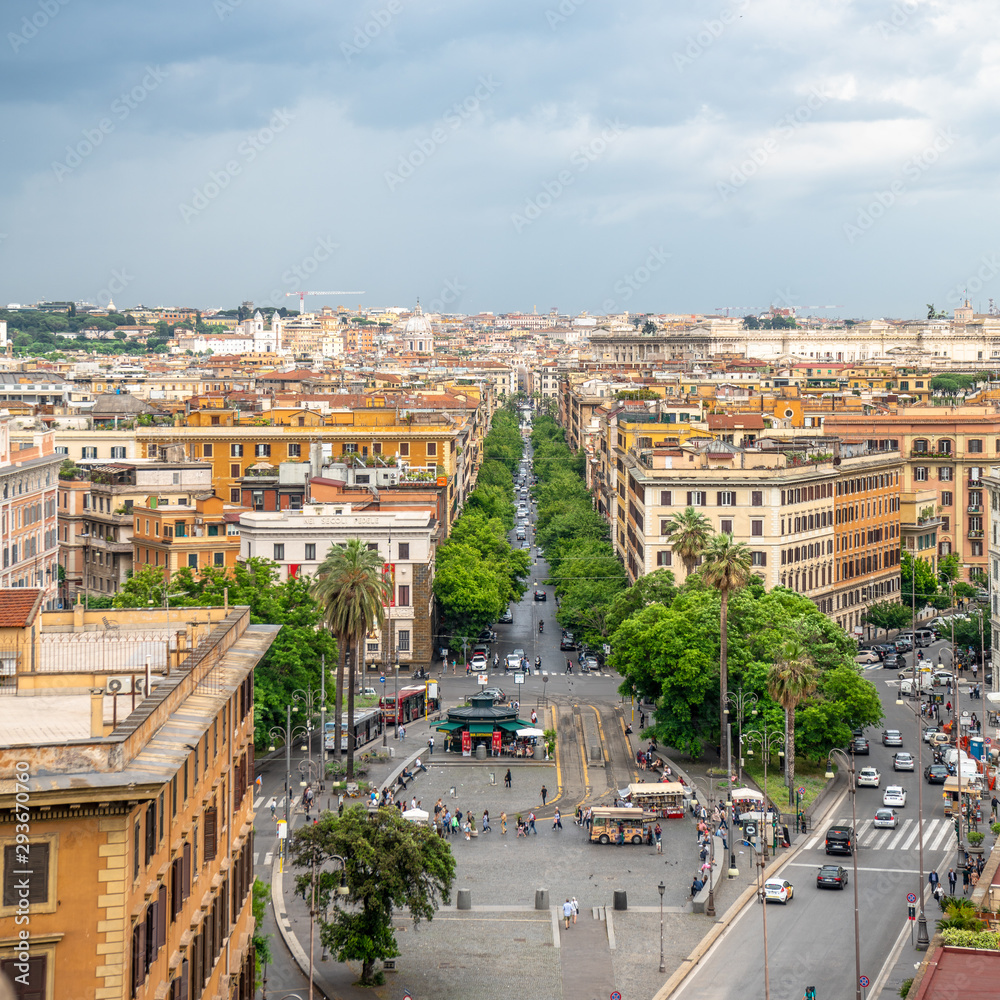Fototapeta premium Rome from the rooftops - aerial view of Rome