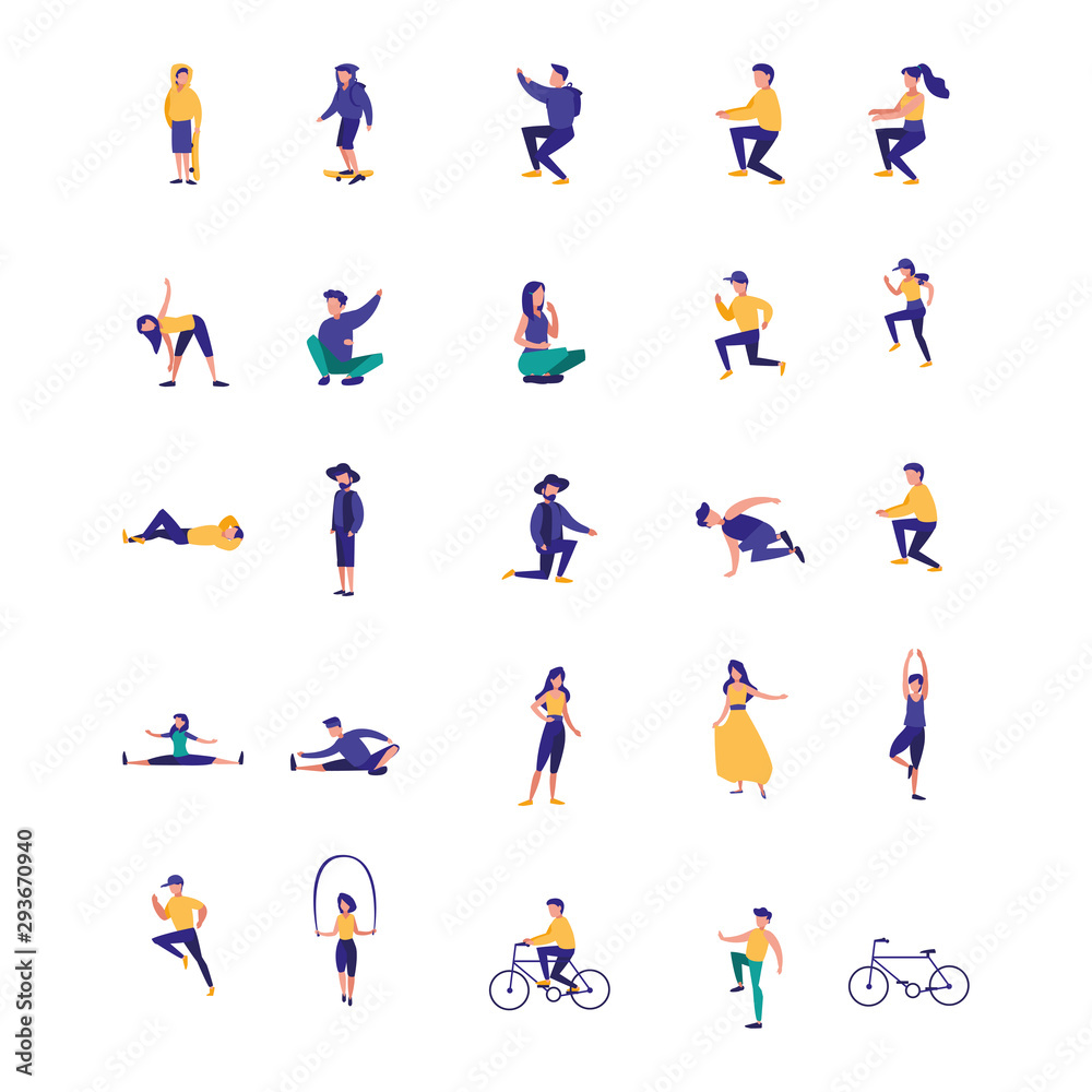 Fototapeta premium bundle of people doing recreational activities