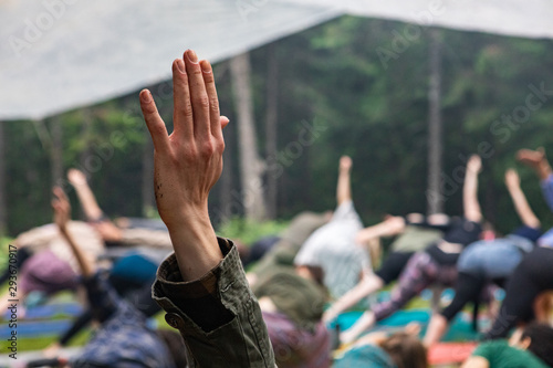 Diverse people enjoy spiritual gathering