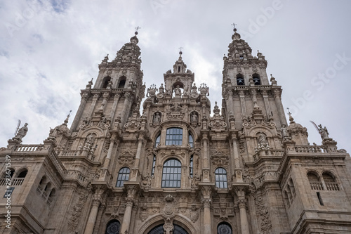 Tela Facade of Santiago de Compostela cathedral in Obradoiro square