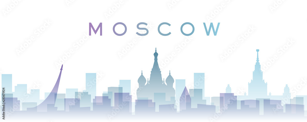 Moscow Transparent Layers Gradient Landmarks Skyline