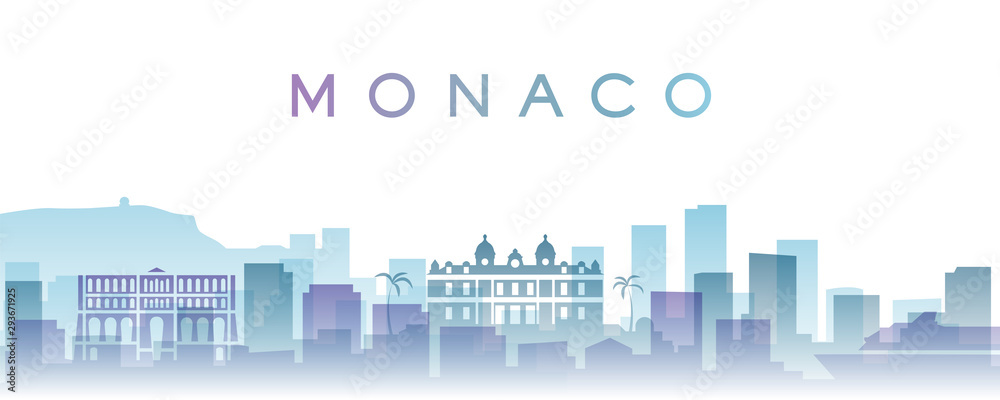 Monaco Transparent Layers Gradient Landmarks Skyline