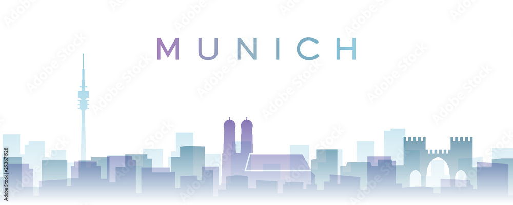 Naklejka premium Munich Transparent Layers Gradient Landmarks Skyline