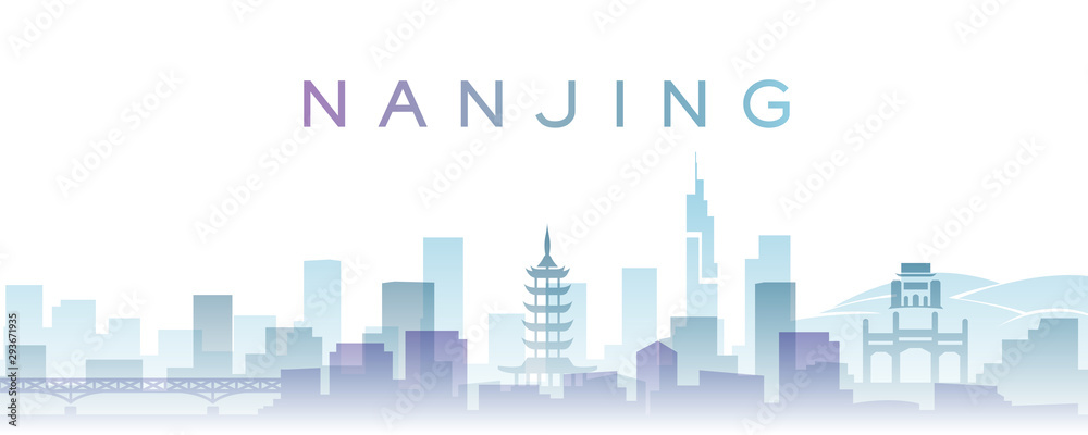Nanjing Transparent Layers Gradient Landmarks Skyline