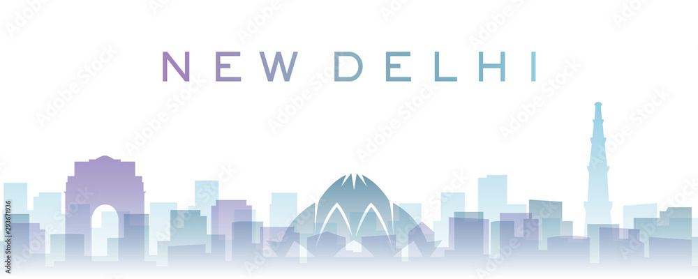 New Delhi Transparent Layers Gradient Landmarks Skyline