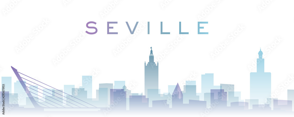 Fototapeta premium Seville Transparent Layers Gradient Landmarks Skyline