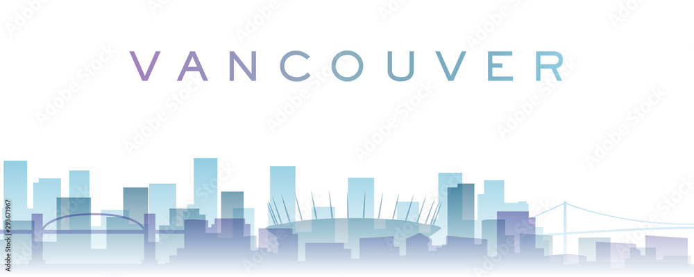 Vancouver Transparent Layers Gradient Landmarks Skyline