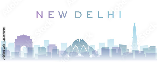 New Delhi Transparent Layers Gradient Landmarks Skyline
