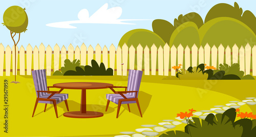Patio area flat vector illustration