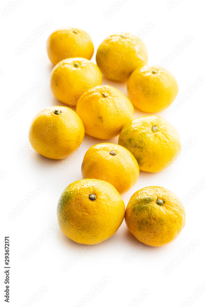 Fresh yellow tangerines.