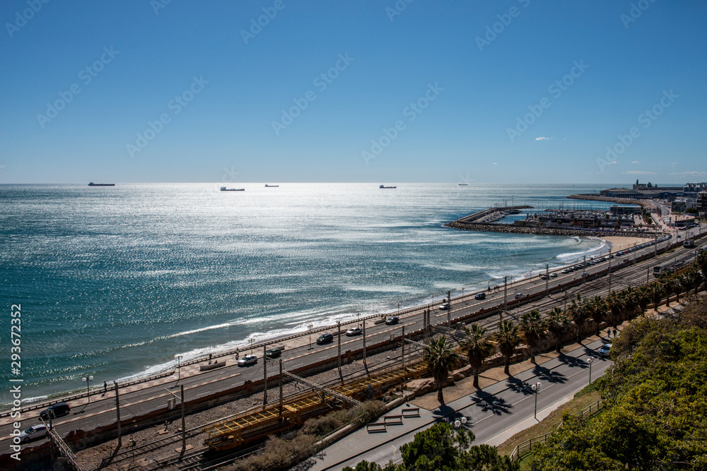 View of the coastline from the Roman amphitheatre in Tarragona, Spain