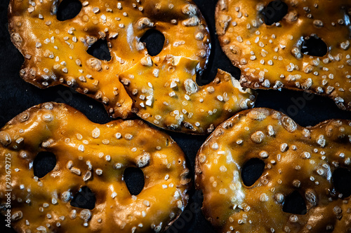 pretzels on blackbackground photo