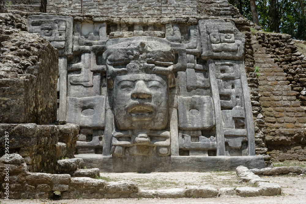 Temple and Pyramid of Masks, Lamanai Archaeological Reserve, Orange Walk, Belize, Central America. Temple and Pyramid of Masks, Lamanai Archaeological Reserve, Orange Walk, Belize, Central America.