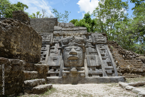 Temple and Pyramid of Masks, Lamanai Archaeological Reserve, Orange Walk, Belize, Central America. photo