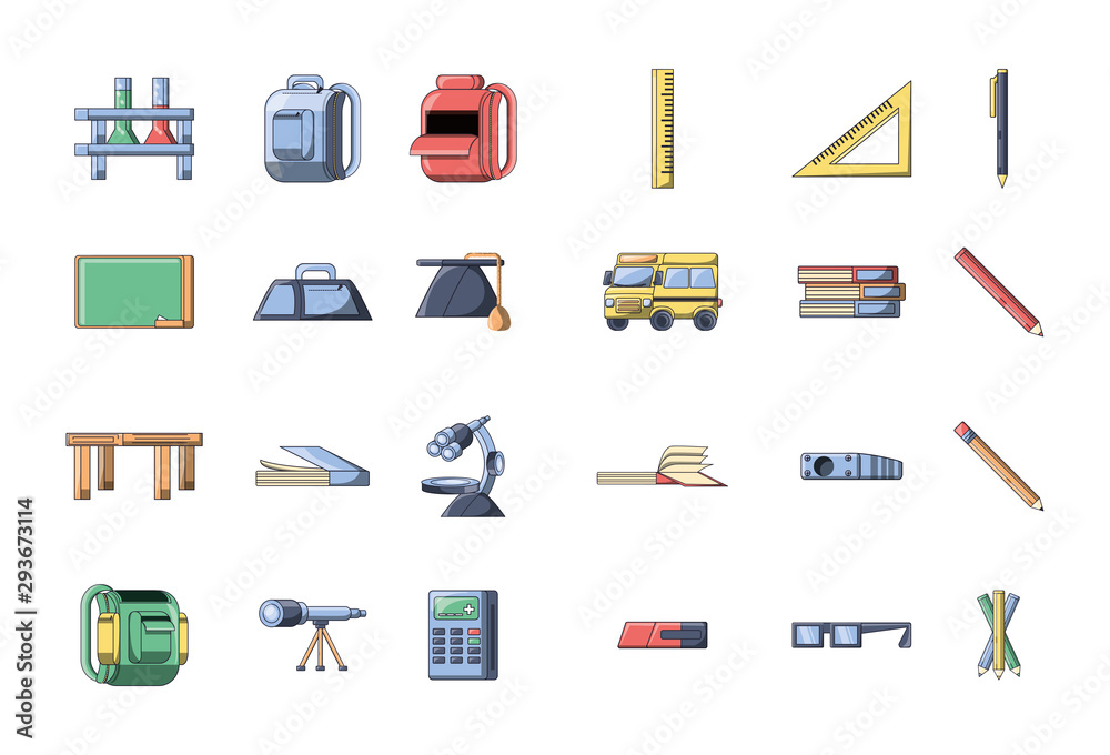 bundle back to school with set icons