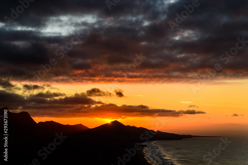 Sundown over the hills of Jandia in the south of Fuerteventura