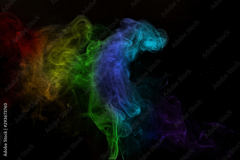 Abstract rainbow colorful  smoke image on black background,