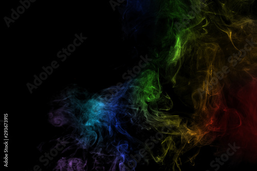 Abstract rainbow colorful smoke image on black background,
