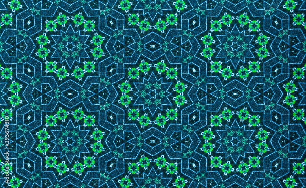 Blue and green abstract floral pattern background