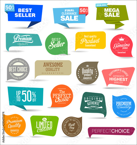 Sale colorful badges and stickers design illustration