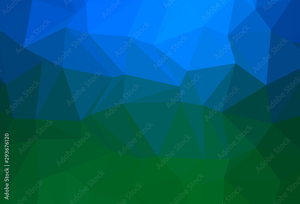 Dark Blue, Green vector polygonal background.