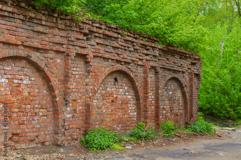 Red brick old wall part of an ancient structure