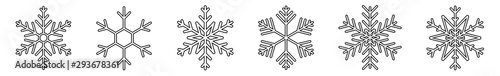 Snowflake Shape Icon | Snowflakes Outline | Ice Crystal Winter Symbol | Christmas Sign | Xmas Logo | Variations