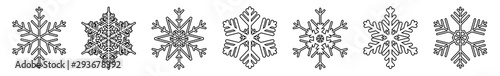 Snowflake Shape Icon | Snowflakes Outline | Ice Crystal Winter Symbol | Christmas Sign | Xmas Logo | Variations