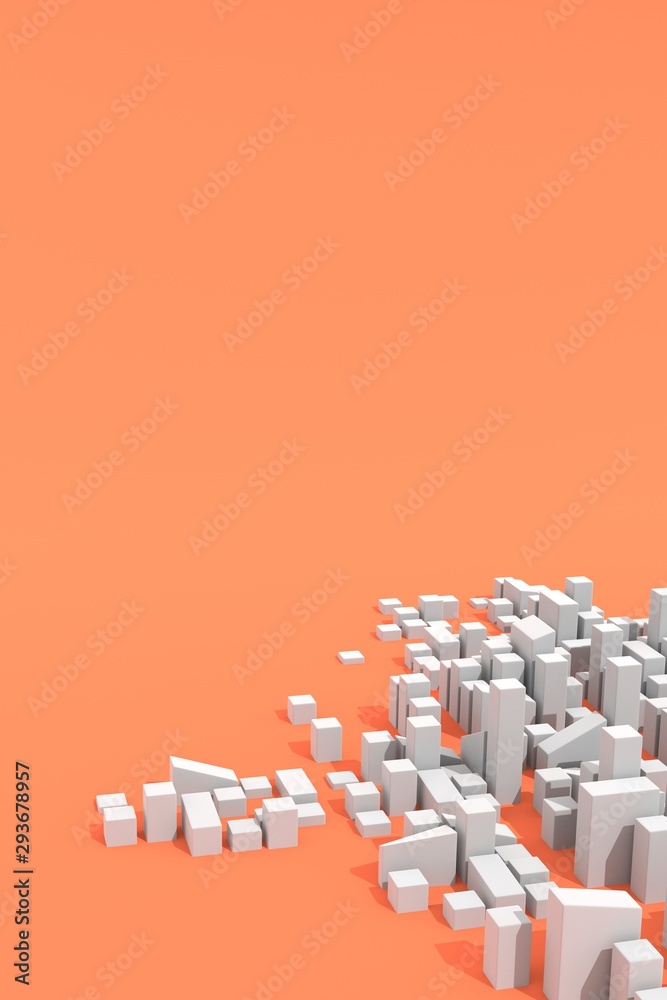 Obraz premium Modern urban environment, city planning concept. Abstract 3D render with orange background