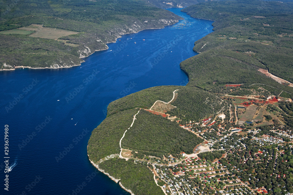 Aerial view of Lim channel (Limski kanal), Istra, Croatia
