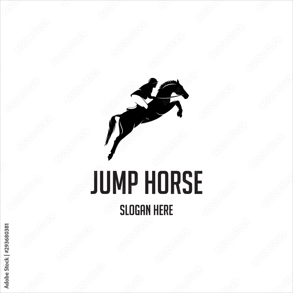 jump horse silhouette logo vector