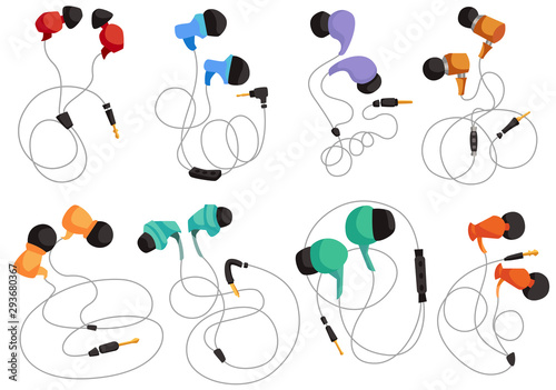 Headphones for listening to music, in-ear headphones, multi-colored headphones.