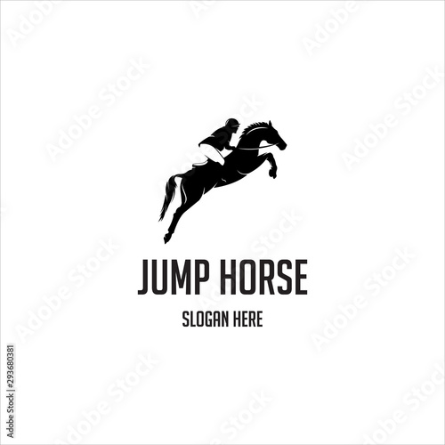 jump horse silhouette logo vector