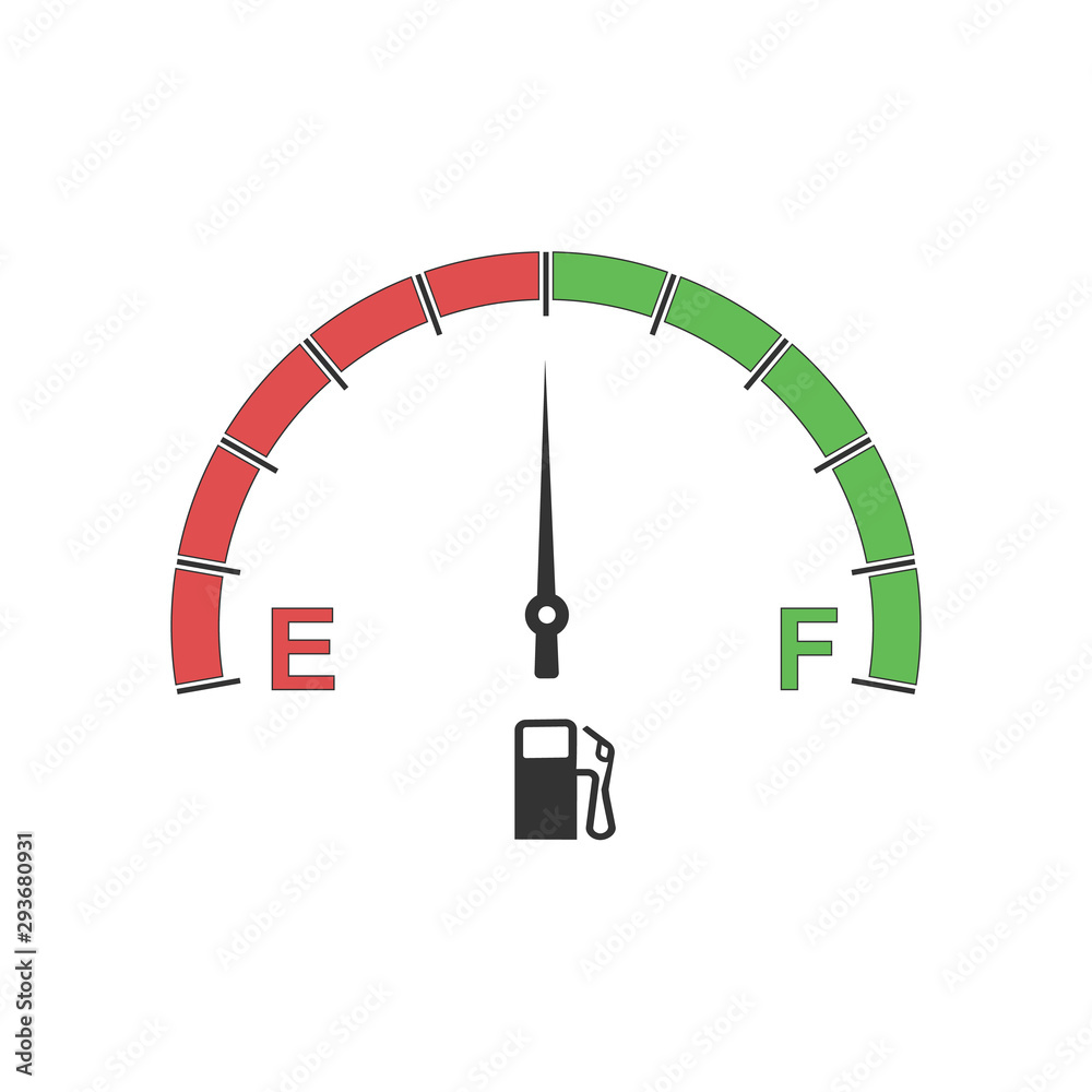 Fuel gauge vector design with arrow and red indicator. Fuel gauge vector design with arrow and red indicator.
