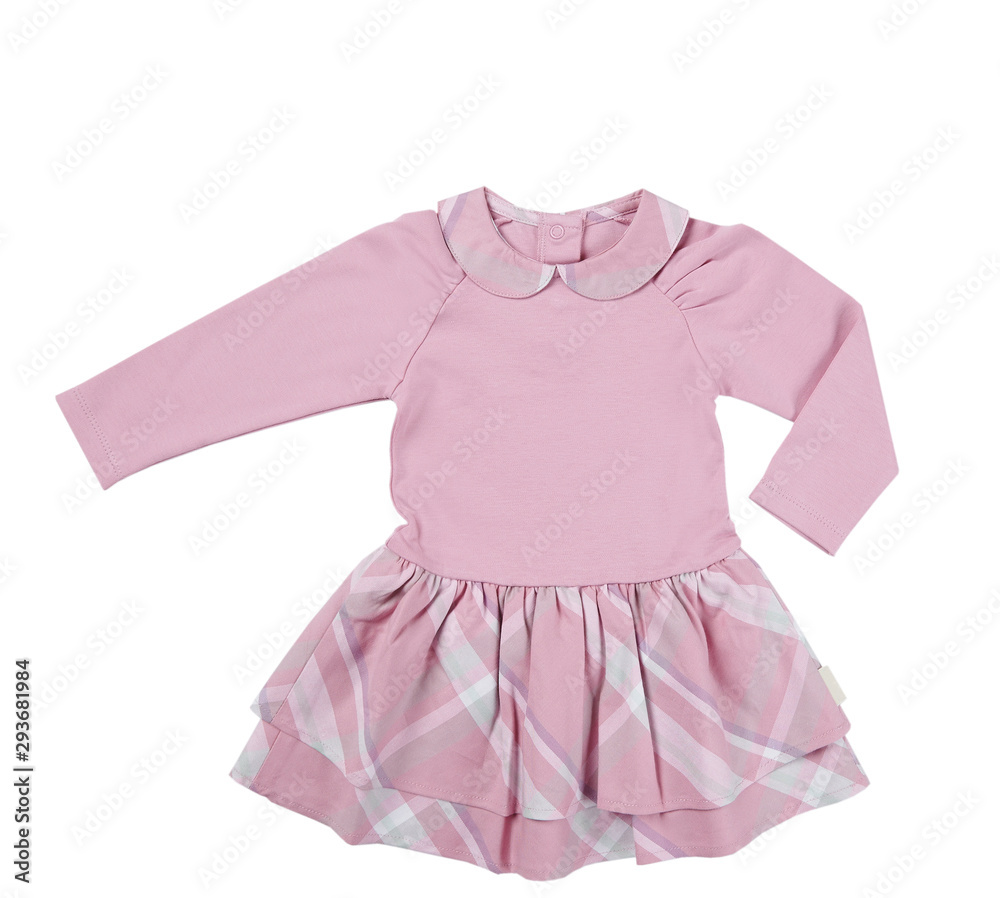 Baby girl pink and white clothes white background Baby girl pink and white clothes white background