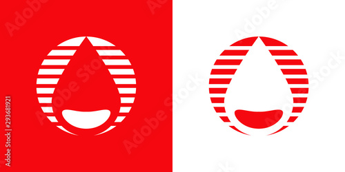 Logotipo con gota de sangre en circulo con lineas en rojo y blanco